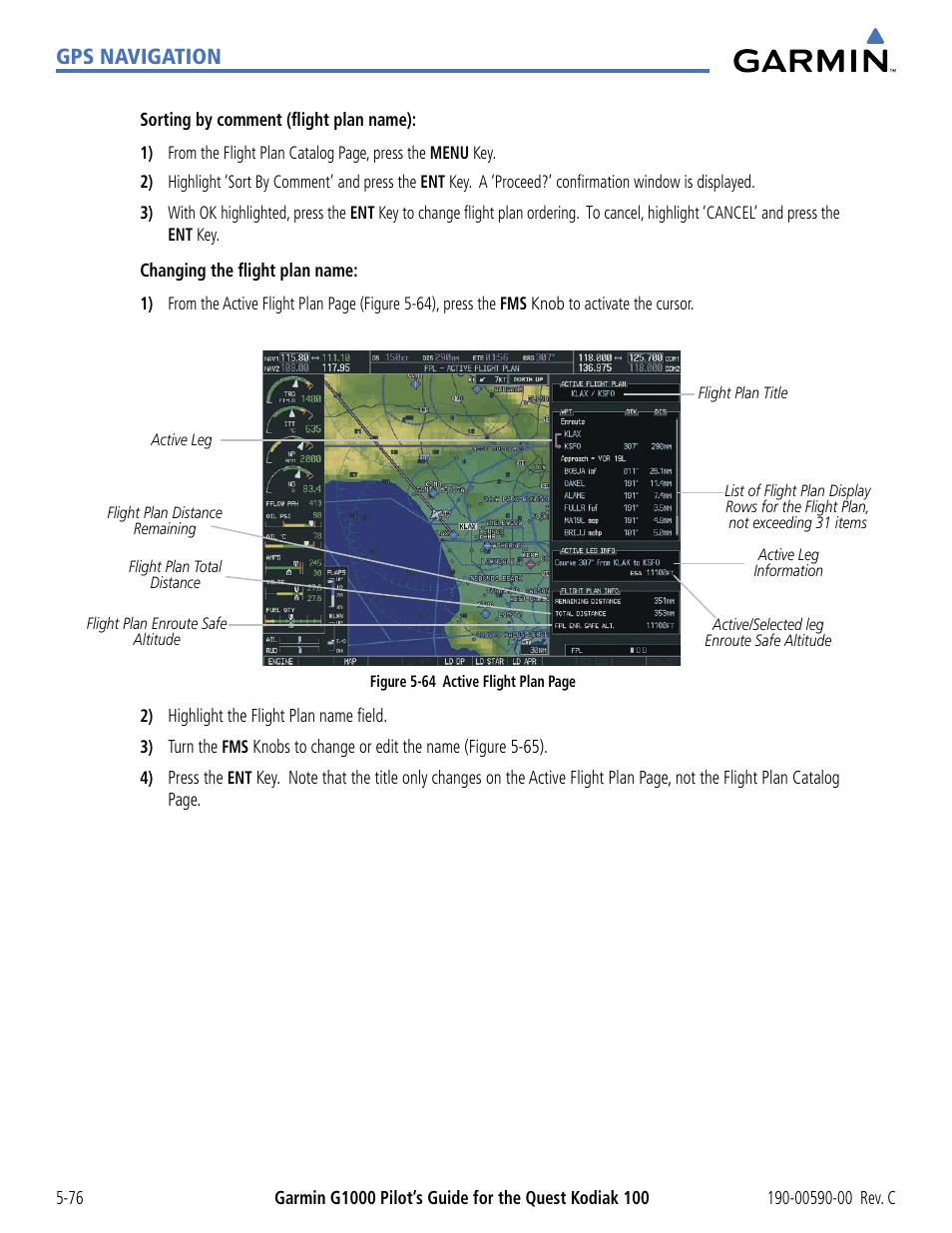 Gps navigation | Garmin G1000 Quest Kodiak User Manual | Page 192 / 340