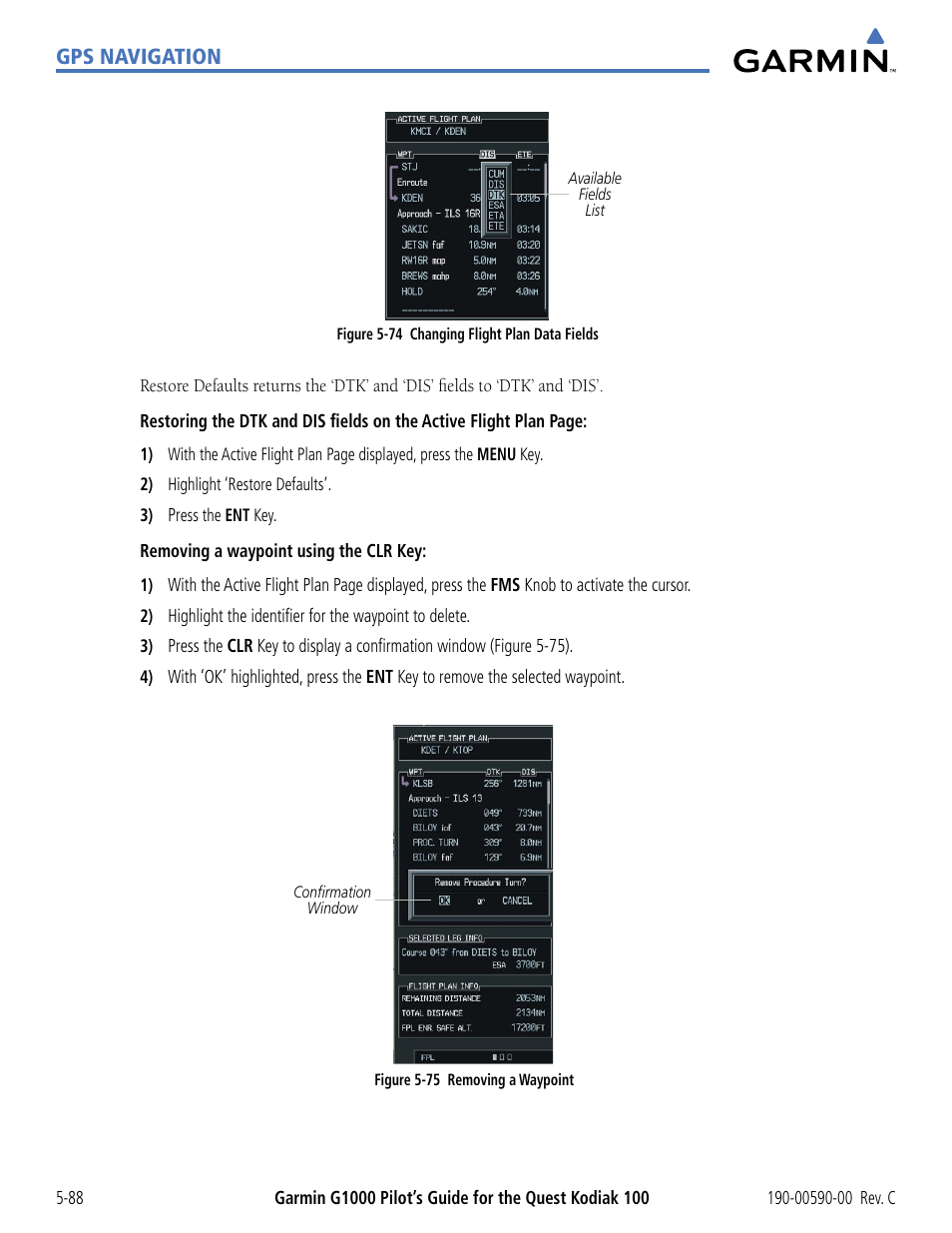 Gps navigation | Garmin G1000 Quest Kodiak User Manual | Page 204 / 340