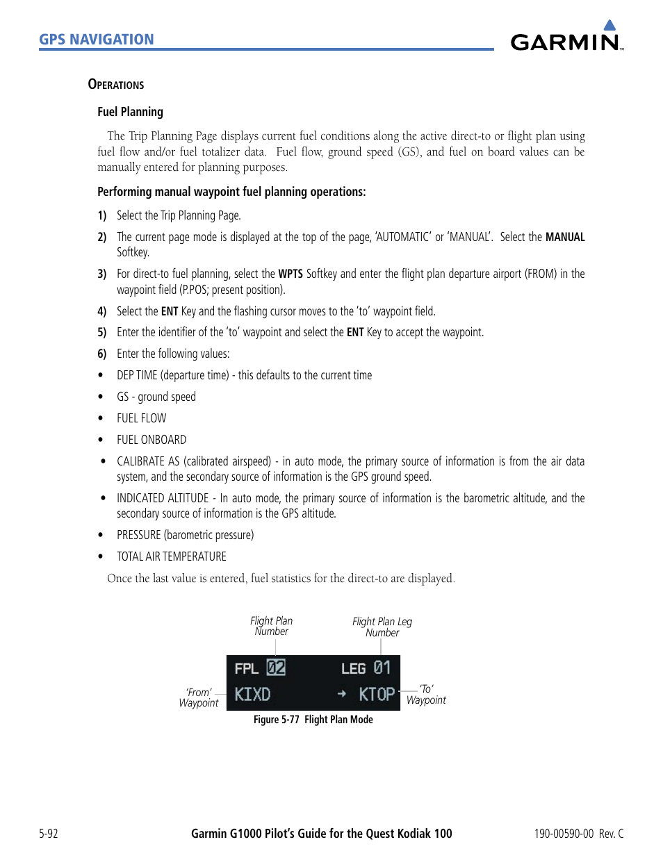 Gps navigation | Garmin G1000 Quest Kodiak User Manual | Page 208 / 340