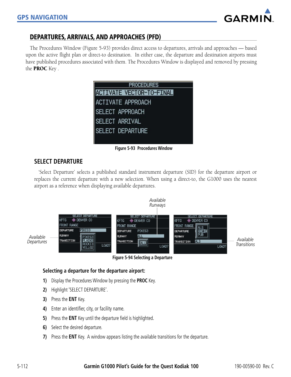 Departures, arrivals, and approaches (pfd) | Garmin G1000 Quest Kodiak User Manual | Page 228 / 340