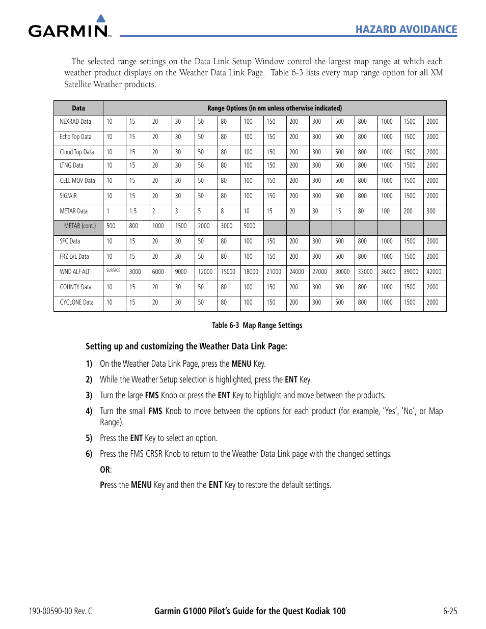 Hazard avoidance | Garmin G1000 Quest Kodiak User Manual | Page 257 / 340