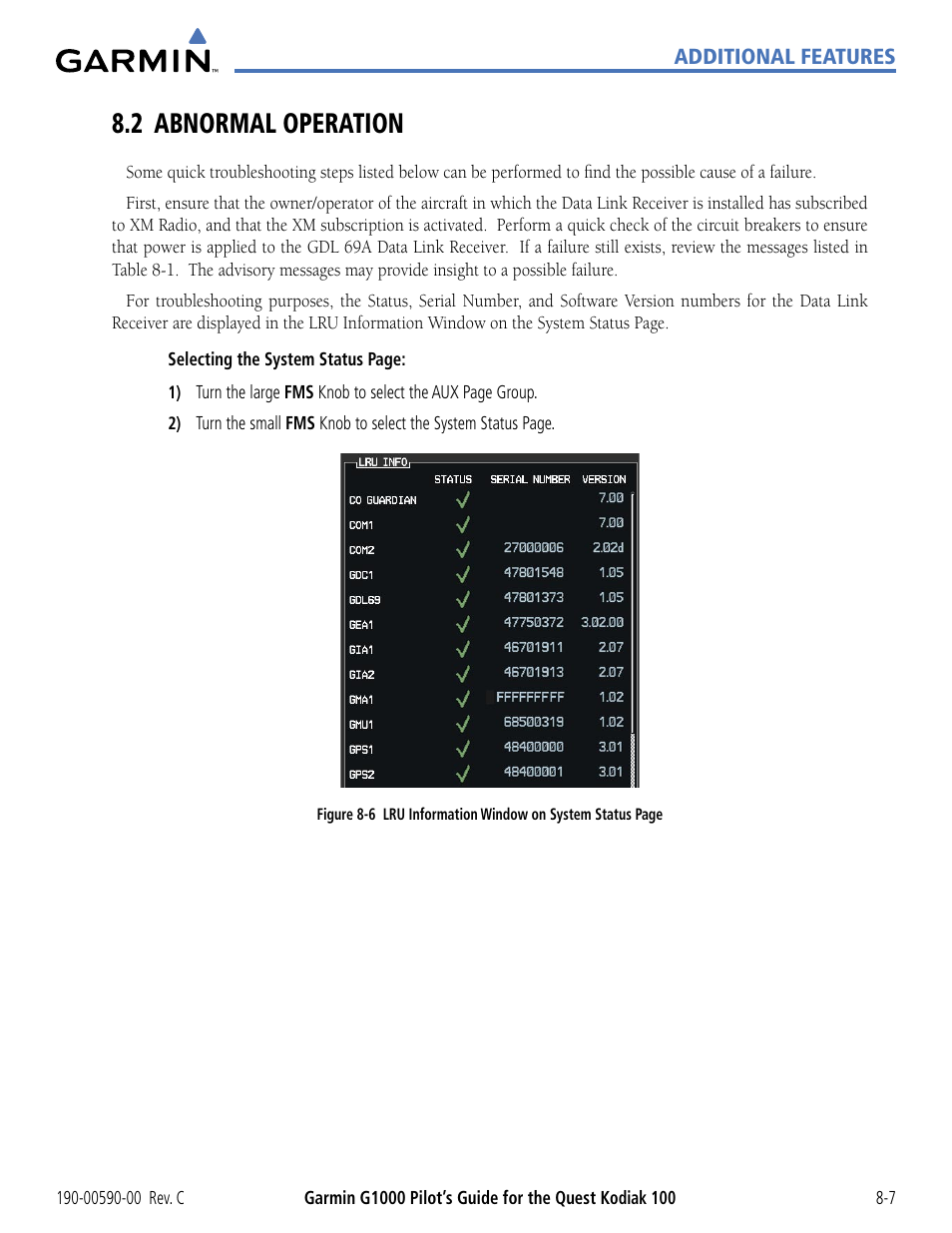 2 abnormal operation, 2 abnormal operation -7 | Garmin G1000 Quest Kodiak User Manual | Page 295 / 340