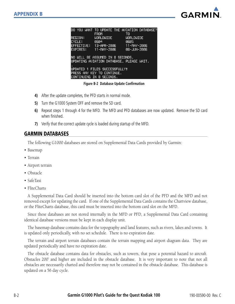 Garmin databases | Garmin G1000 Quest Kodiak User Manual | Page 316 / 340