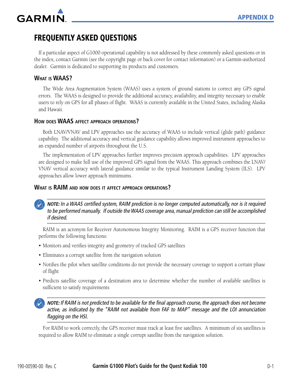 Frequently asked questions | Garmin G1000 Quest Kodiak User Manual | Page 325 / 340