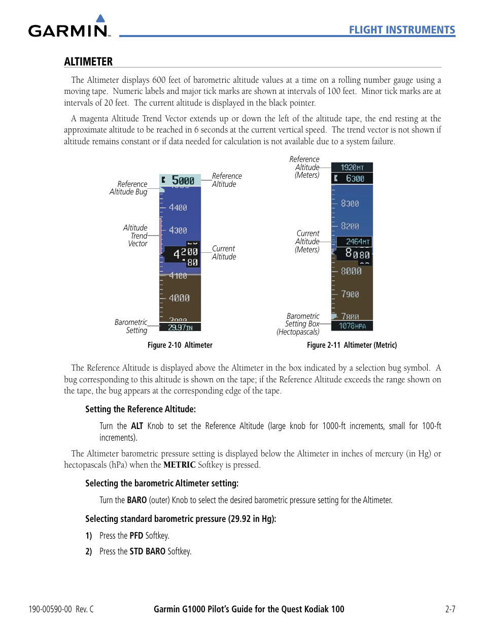 Altimeter, Flight instruments | Garmin G1000 Quest Kodiak User Manual | Page 51 / 340