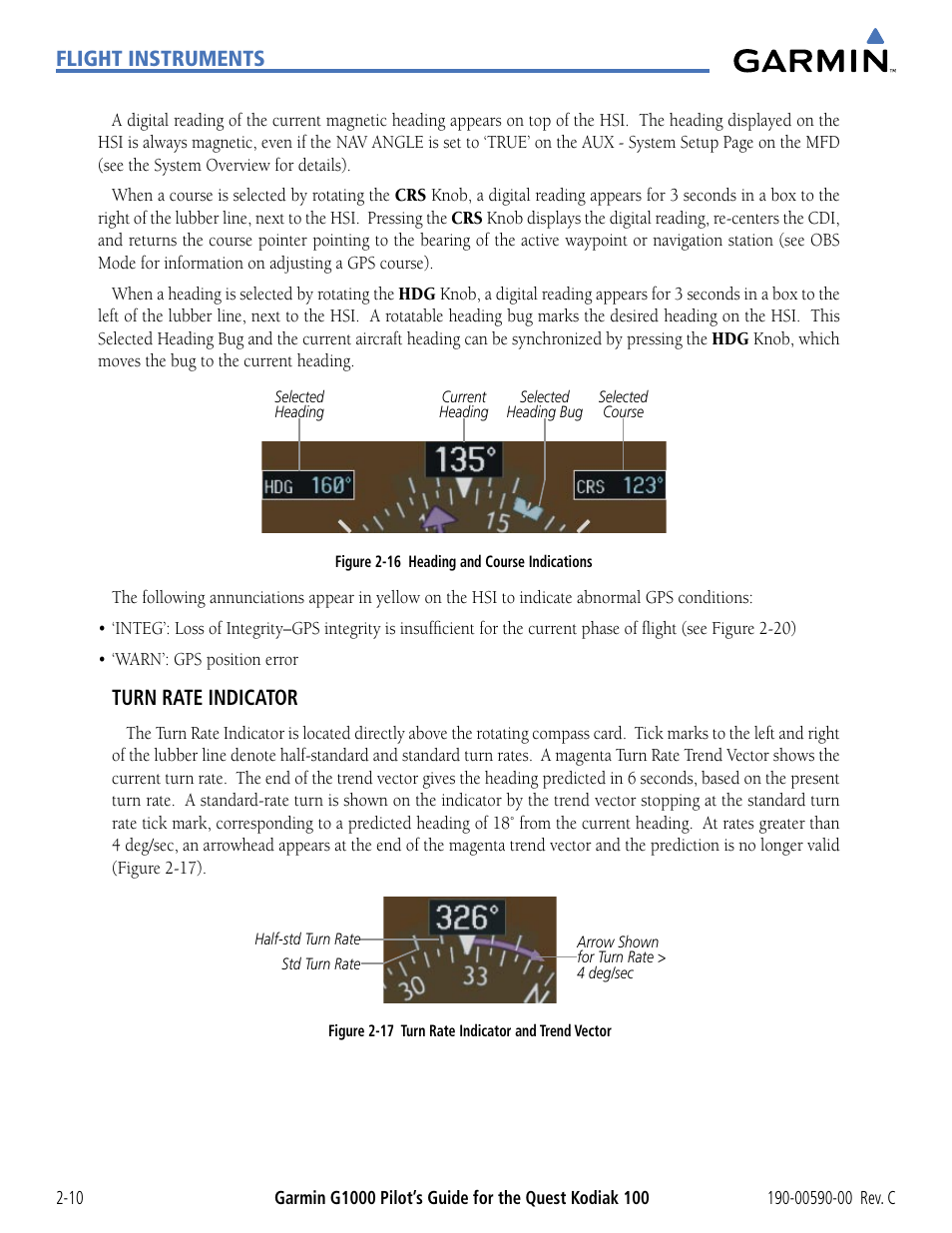 Flight instruments, Turn rate indicator | Garmin G1000 Quest Kodiak User Manual | Page 54 / 340