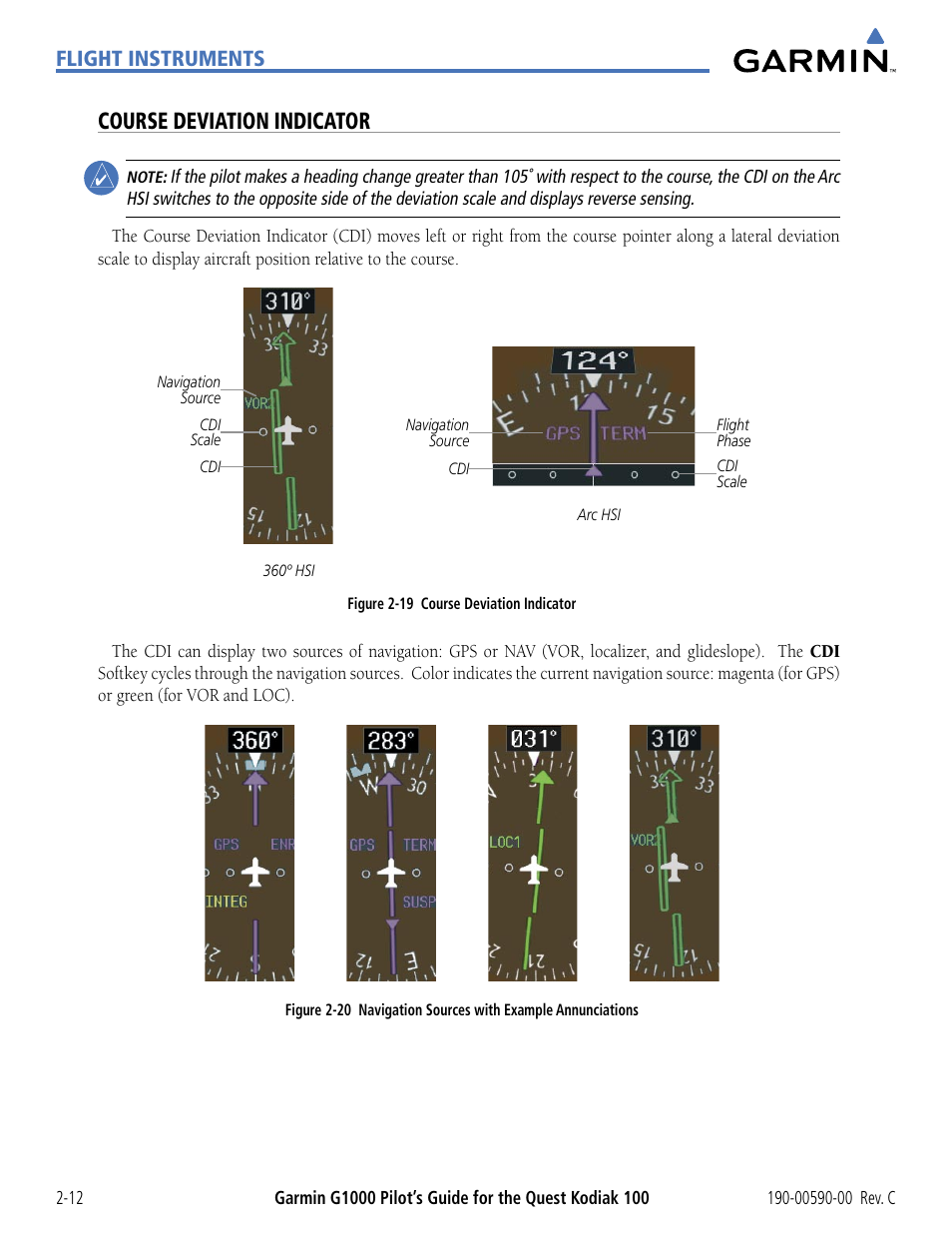 Course deviation indicator, Flight instruments | Garmin G1000 Quest Kodiak User Manual | Page 56 / 340