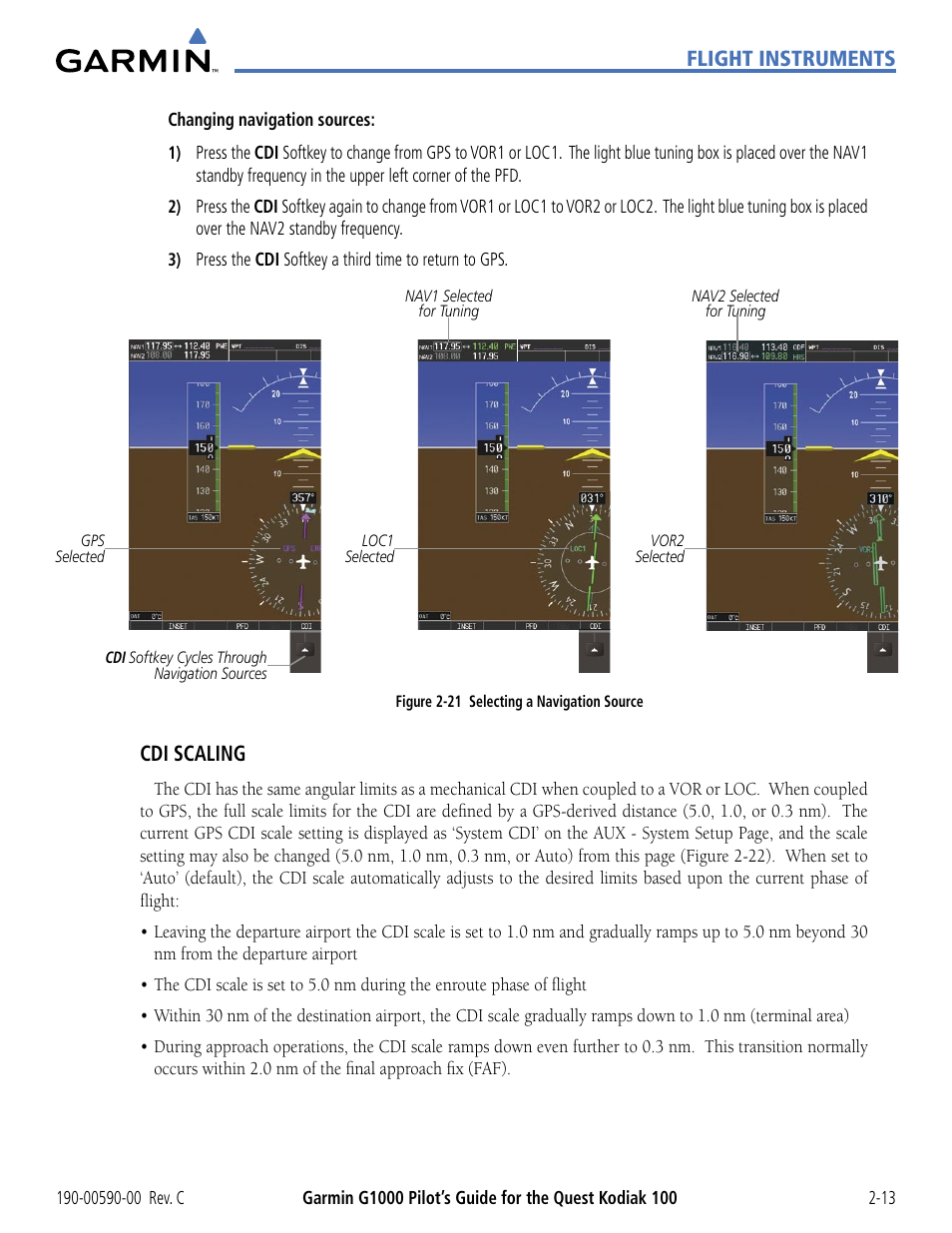 Flight instruments, Cdi scaling | Garmin G1000 Quest Kodiak User Manual | Page 57 / 340