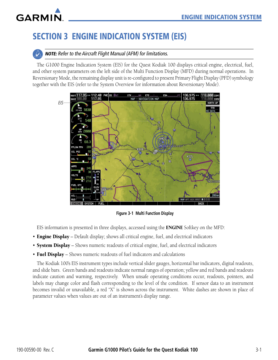 Section 3 engine indication system (eis) | Garmin G1000 Quest Kodiak User Manual | Page 69 / 340