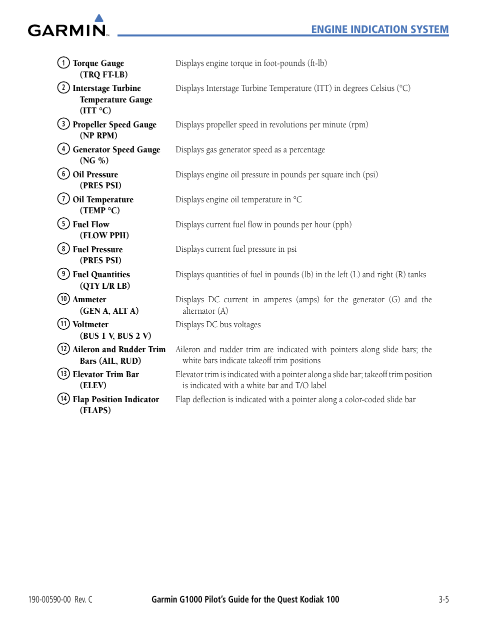 Engine indication system | Garmin G1000 Quest Kodiak User Manual | Page 73 / 340