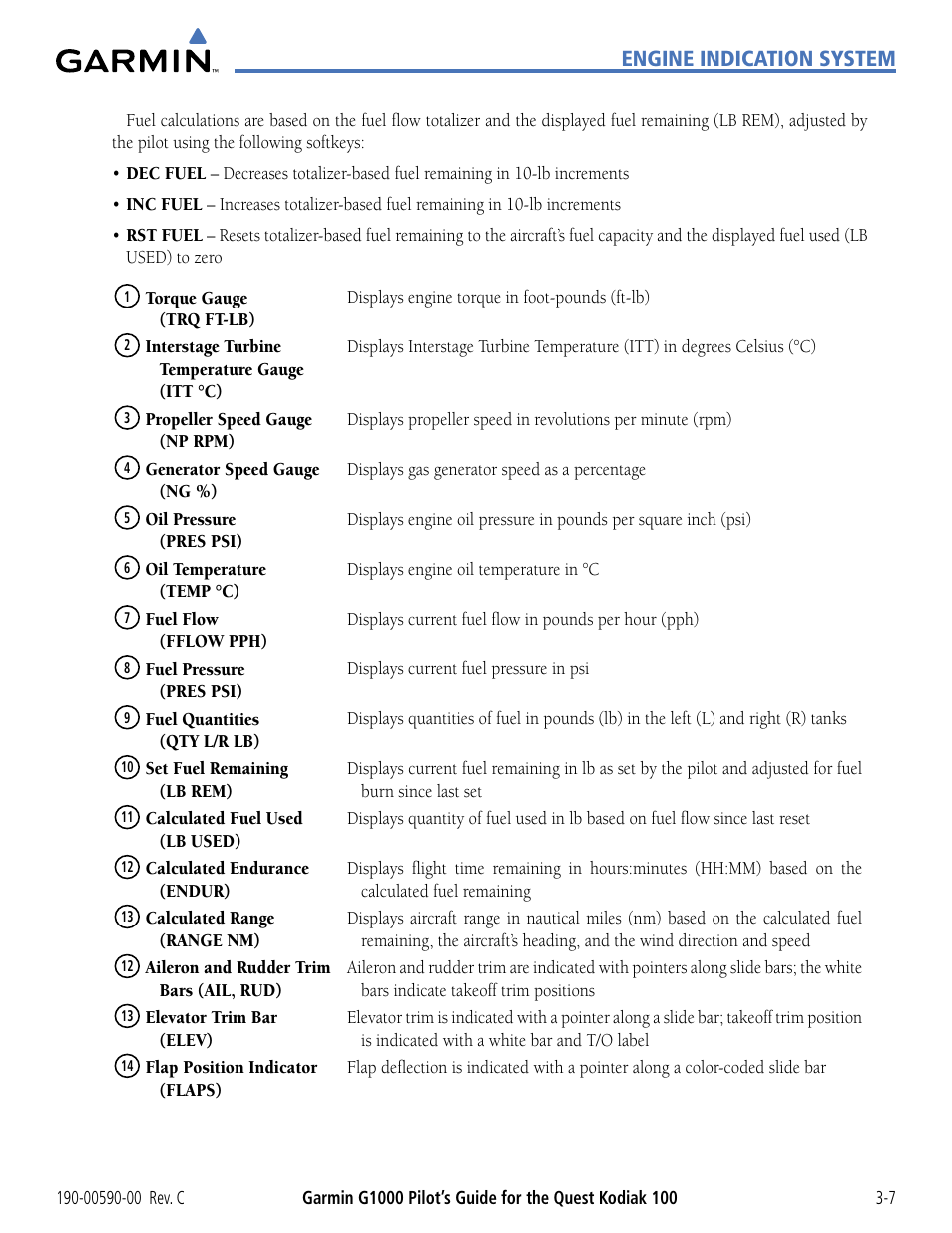 Engine indication system | Garmin G1000 Quest Kodiak User Manual | Page 75 / 340