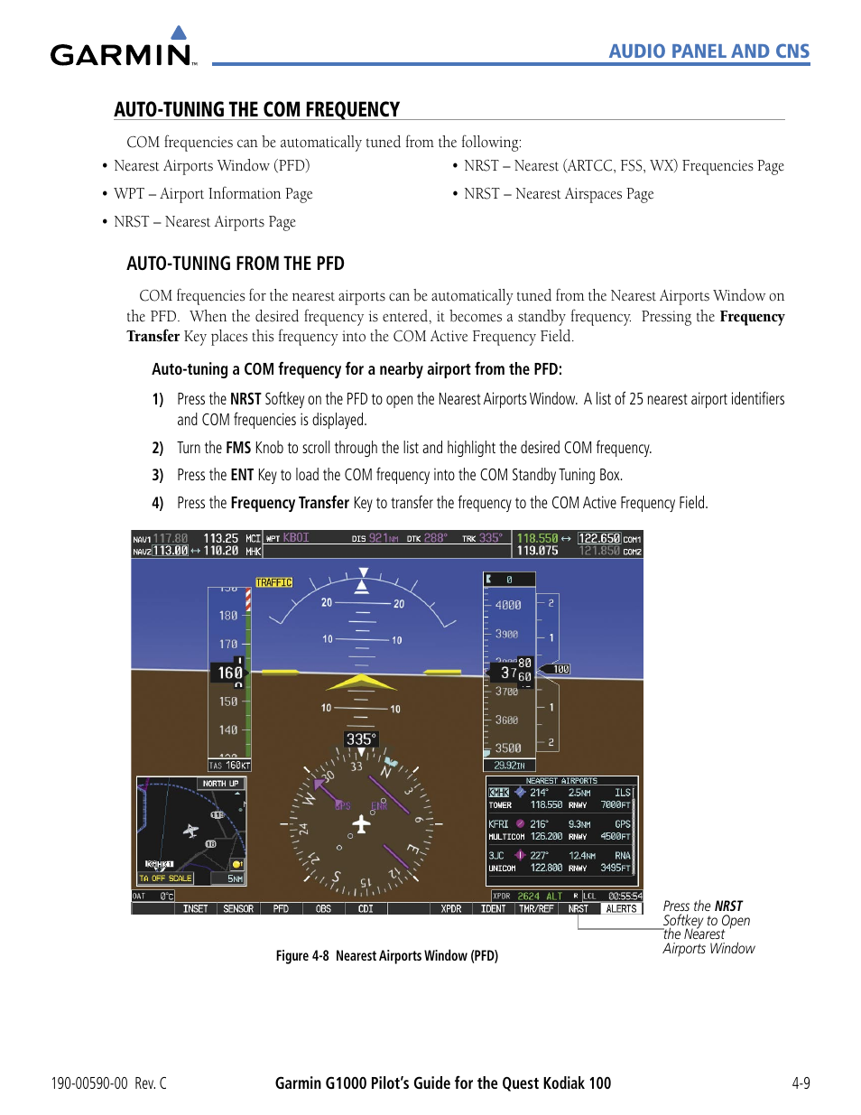 Auto-tuning the com frequency | Garmin G1000 Quest Kodiak User Manual | Page 85 / 340