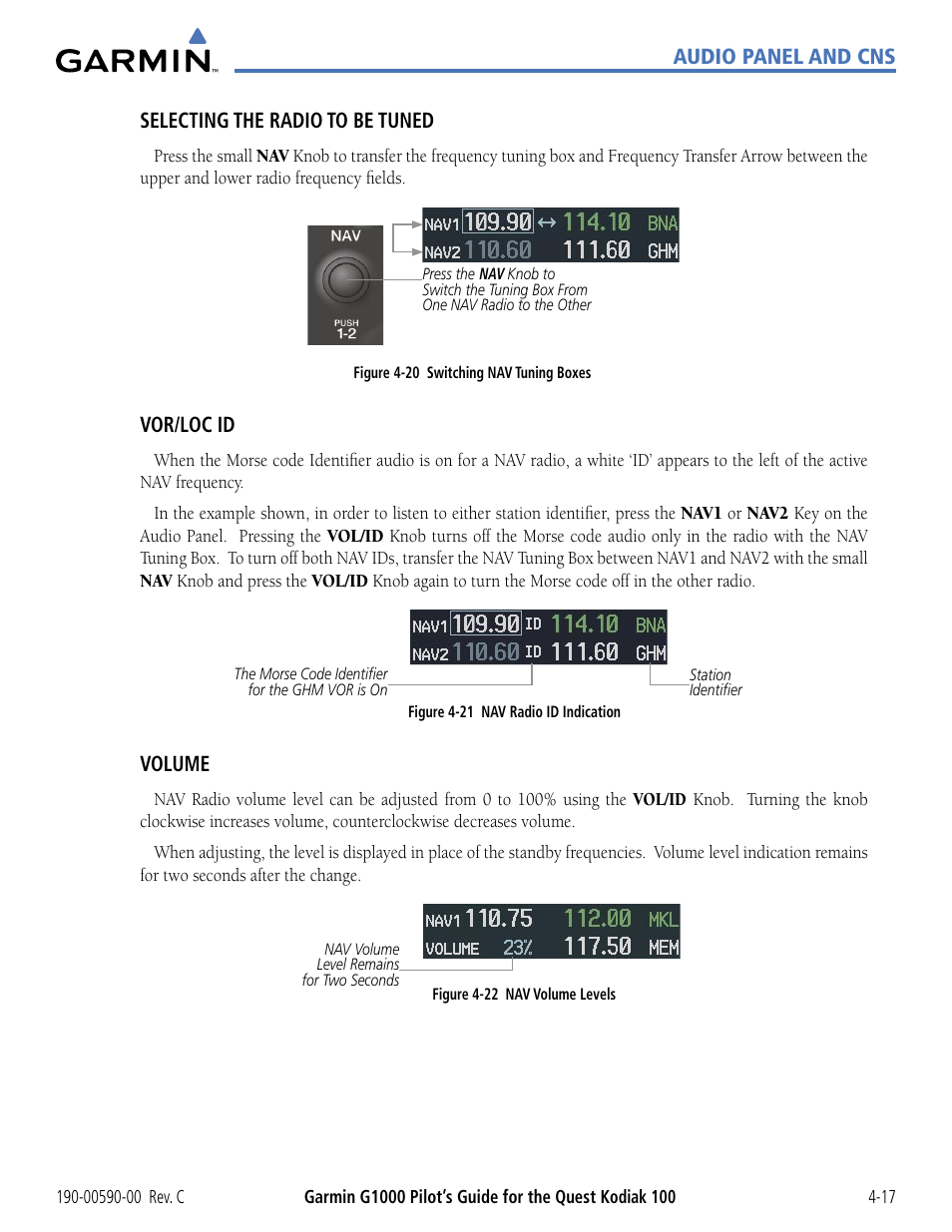 Vor/loc id, Volume | Garmin G1000 Quest Kodiak User Manual | Page 93 / 340