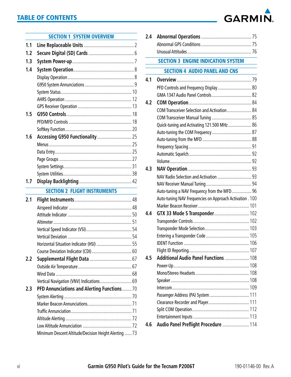 Garmin G950 Tecnam 2006T User Manual | Page 10 / 348