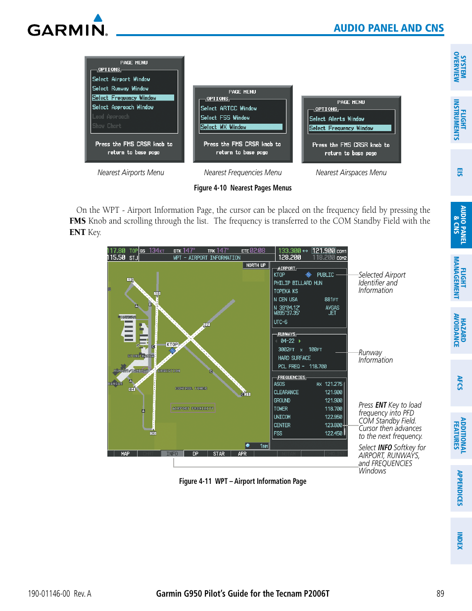 Audio panel and cns | Garmin G950 Tecnam 2006T User Manual | Page 101 / 348