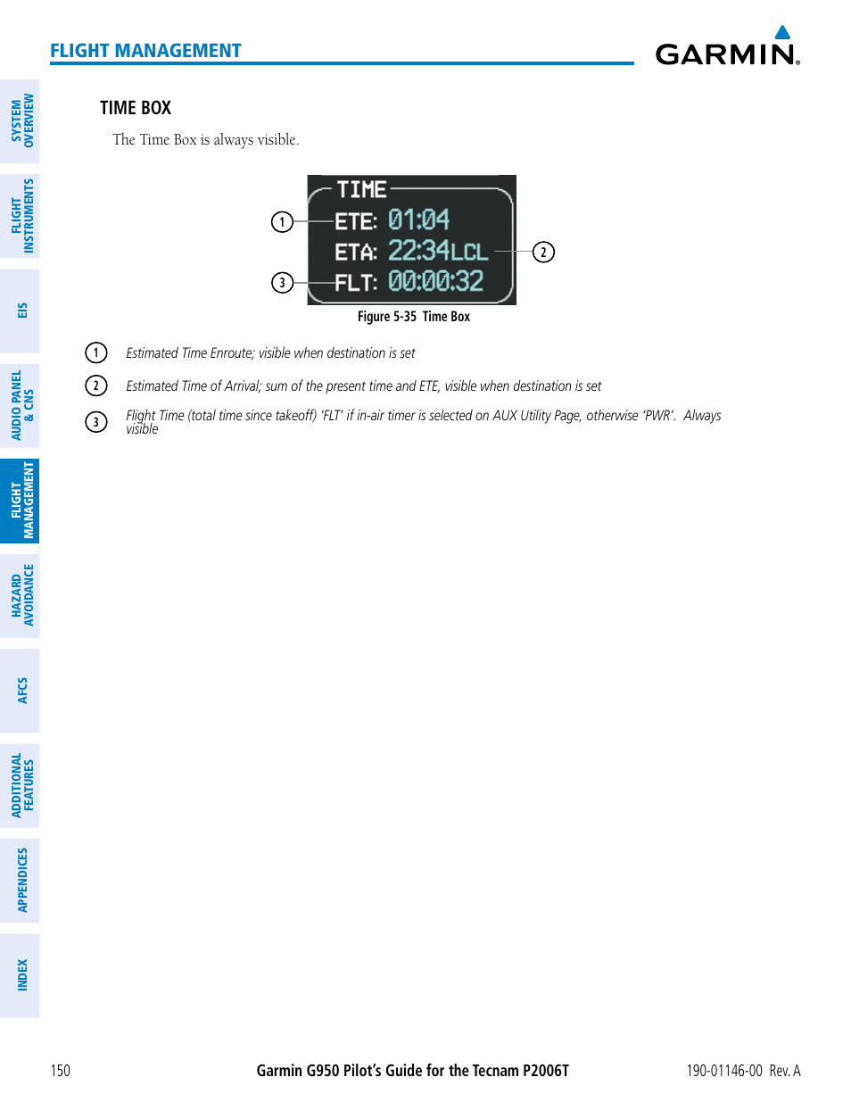 Flight management, Time box | Garmin G950 Tecnam 2006T User Manual | Page 162 / 348