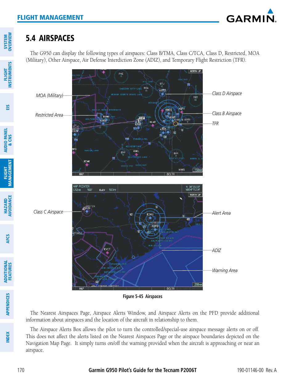 4 airspaces, Flight management | Garmin G950 Tecnam 2006T User Manual | Page 182 / 348