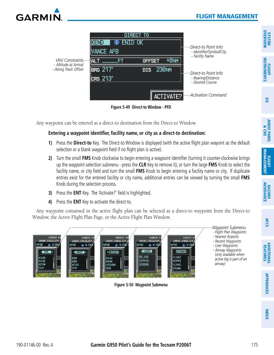 Flight management | Garmin G950 Tecnam 2006T User Manual | Page 187 / 348