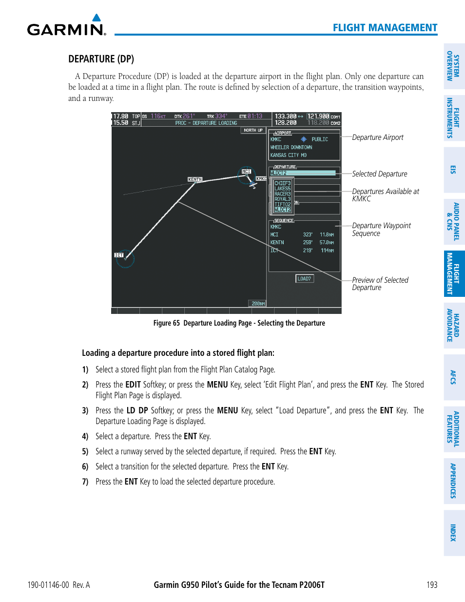 Flight management, Departure (dp) | Garmin G950 Tecnam 2006T User Manual | Page 205 / 348