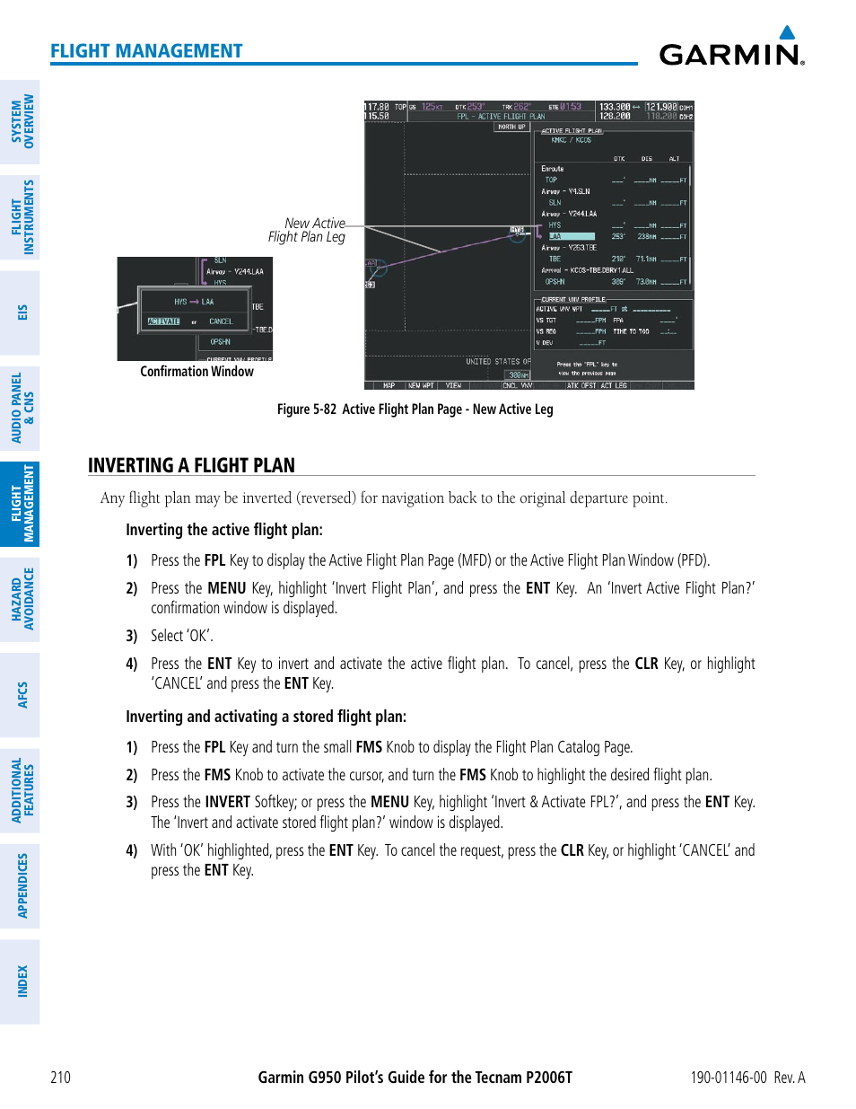 Inverting a flight plan, Flight management | Garmin G950 Tecnam 2006T User Manual | Page 222 / 348