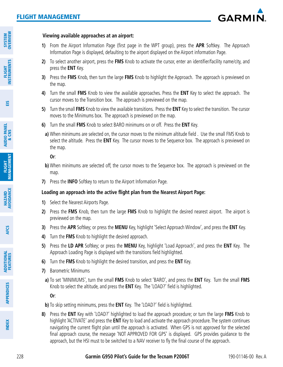 Flight management | Garmin G950 Tecnam 2006T User Manual | Page 240 / 348