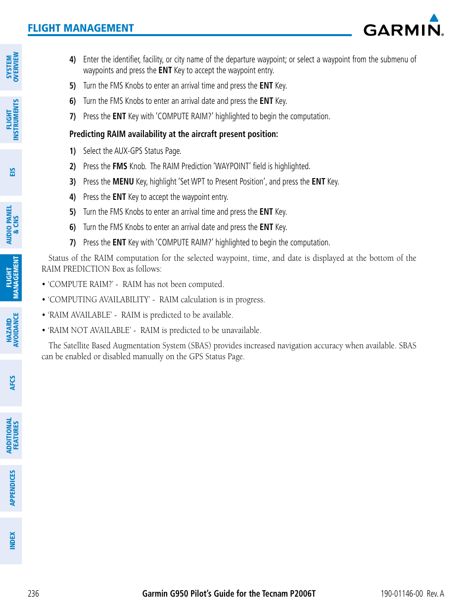Flight management | Garmin G950 Tecnam 2006T User Manual | Page 248 / 348