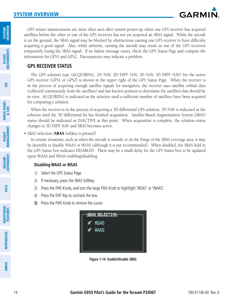 System overview, Gps receiver status | Garmin G950 Tecnam 2006T User Manual | Page 26 / 348