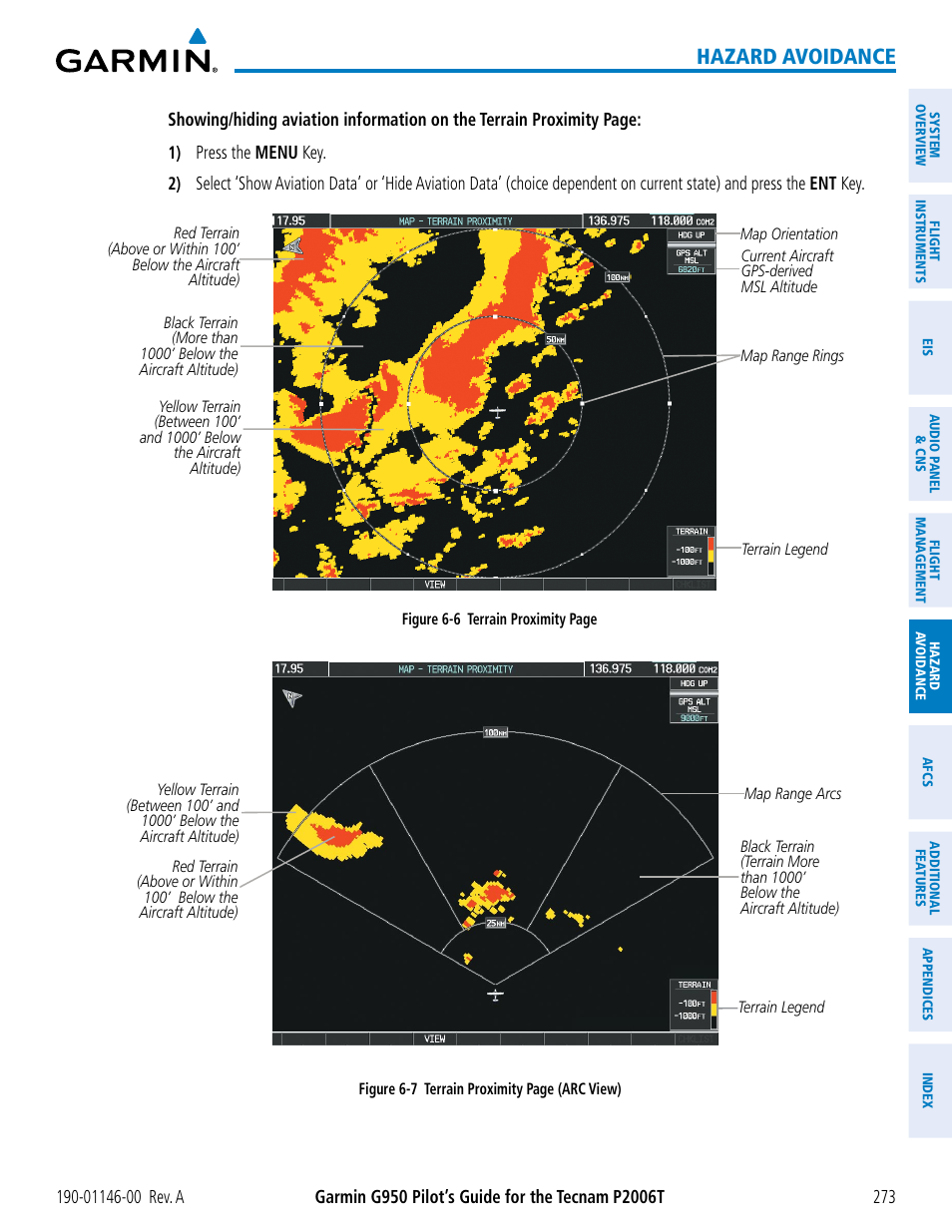 Hazard avoidance | Garmin G950 Tecnam 2006T User Manual | Page 285 / 348