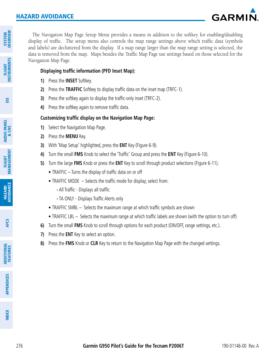 Hazard avoidance | Garmin G950 Tecnam 2006T User Manual | Page 288 / 348