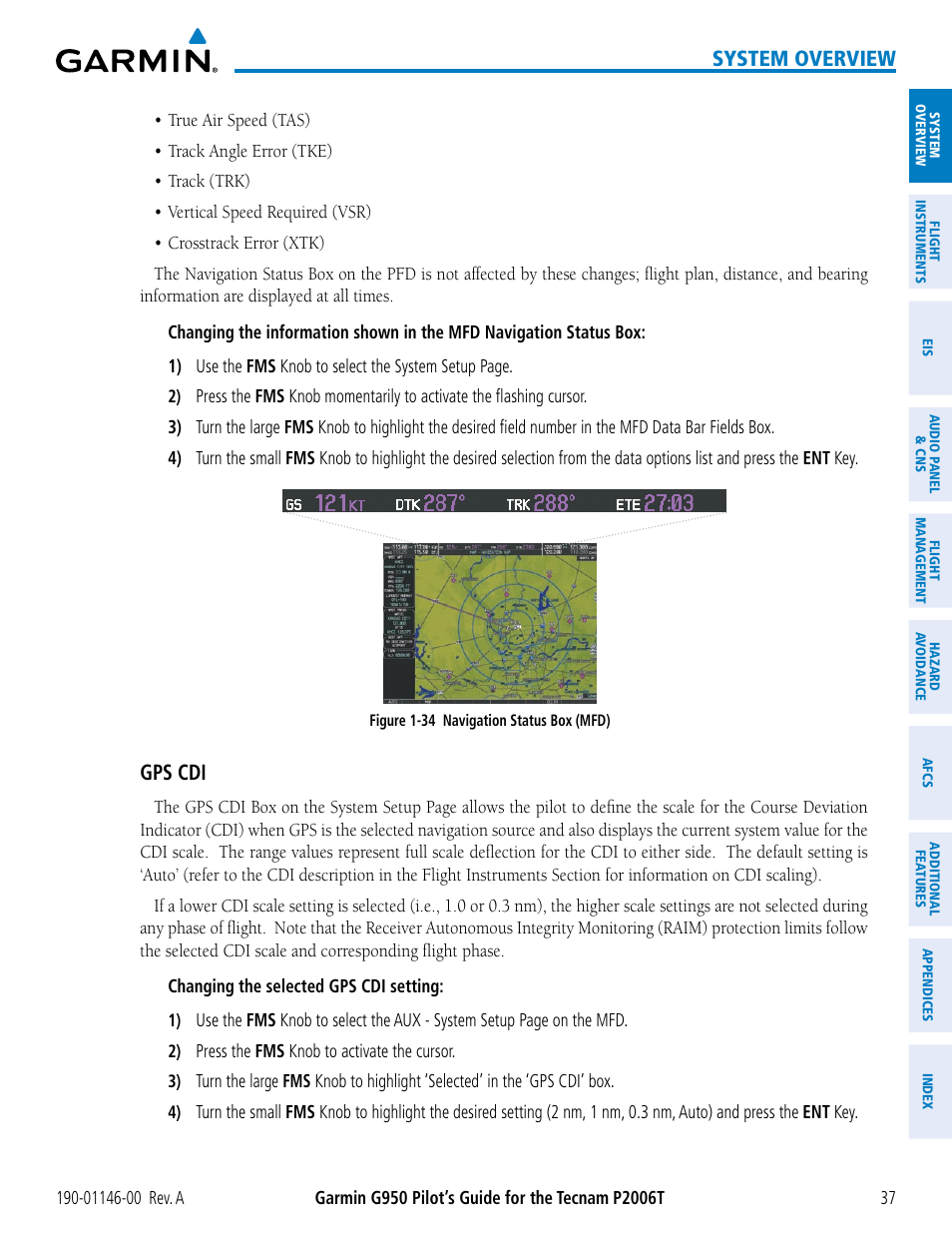 System overview, Gps cdi | Garmin G950 Tecnam 2006T User Manual | Page 49 / 348