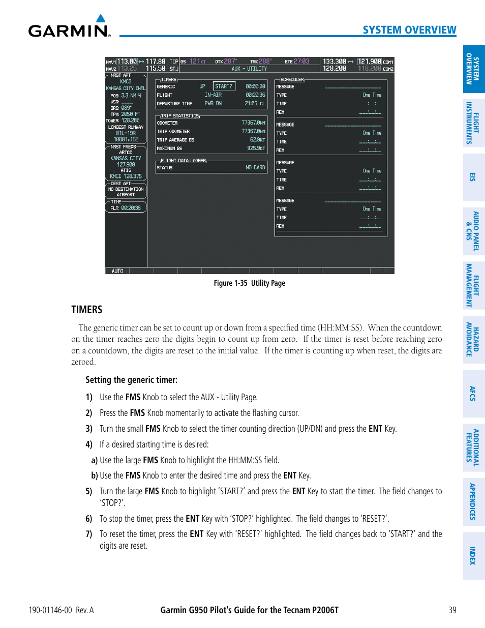 System overview, Timers | Garmin G950 Tecnam 2006T User Manual | Page 51 / 348