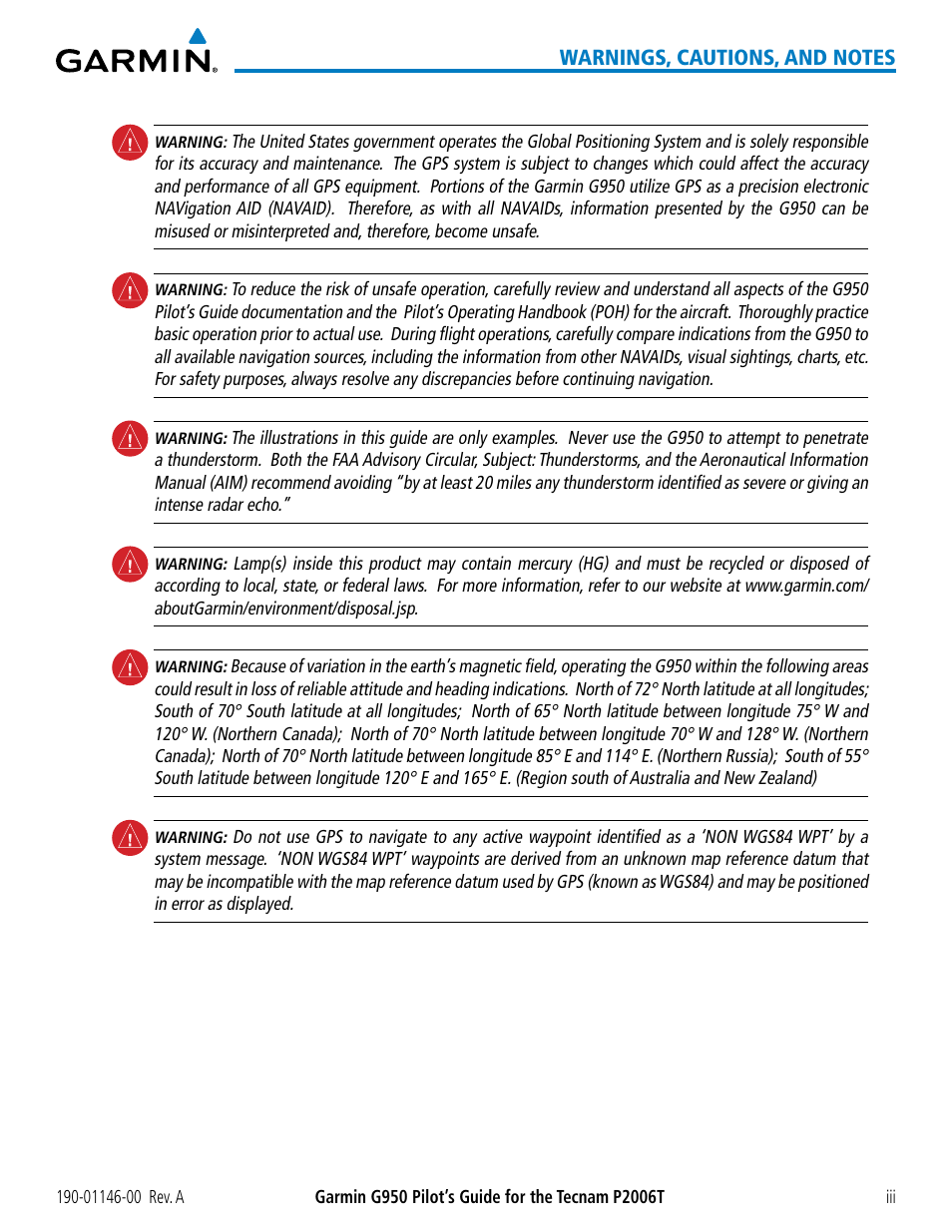 Garmin G950 Tecnam 2006T User Manual | Page 7 / 348