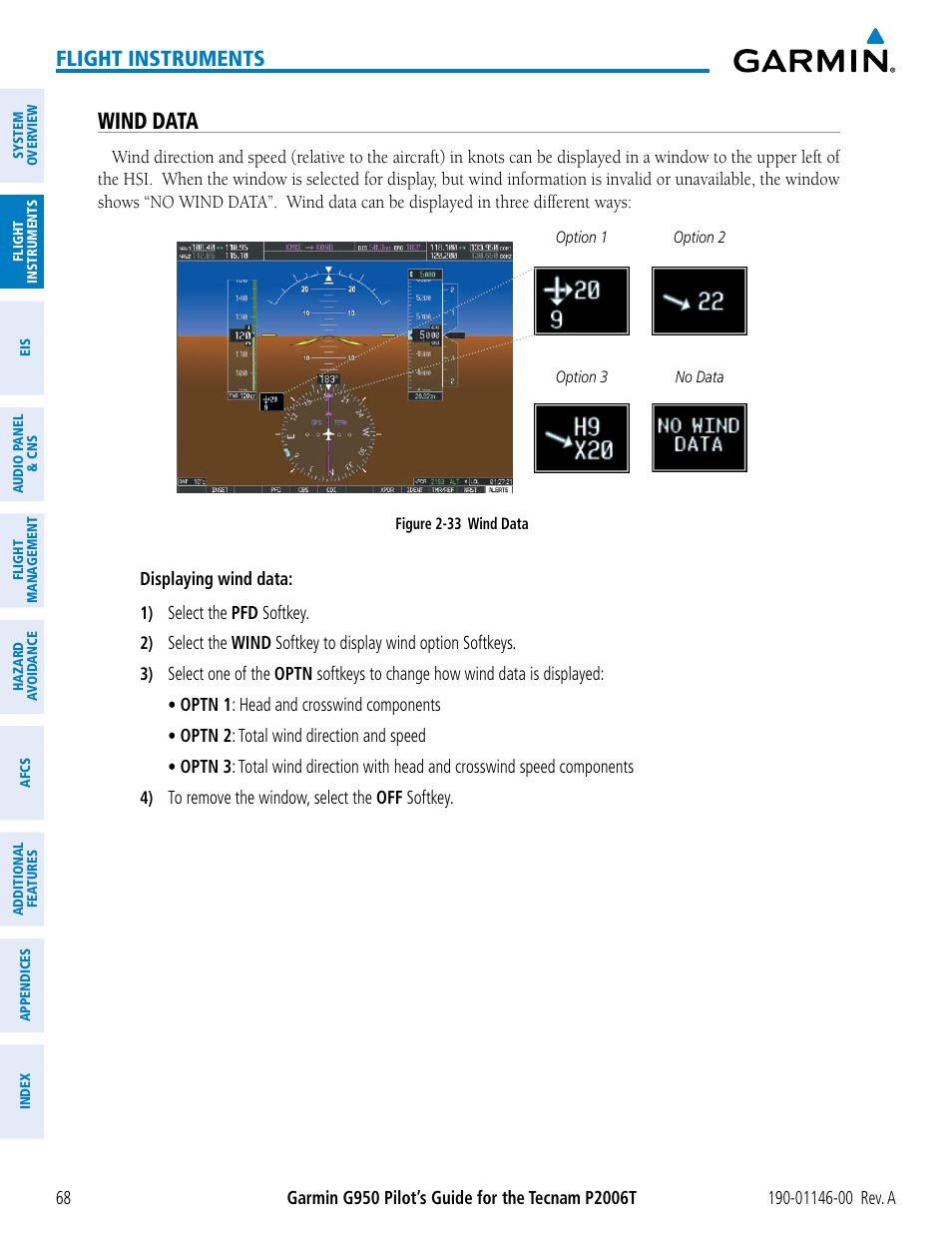 Wind data, Flight instruments | Garmin G950 Tecnam 2006T User Manual | Page 80 / 348