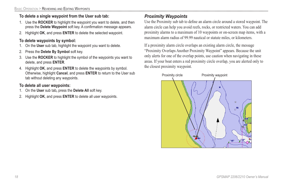 Proximity waypoints | Garmin GPSMAP 2210 User Manual | Page 26 / 106