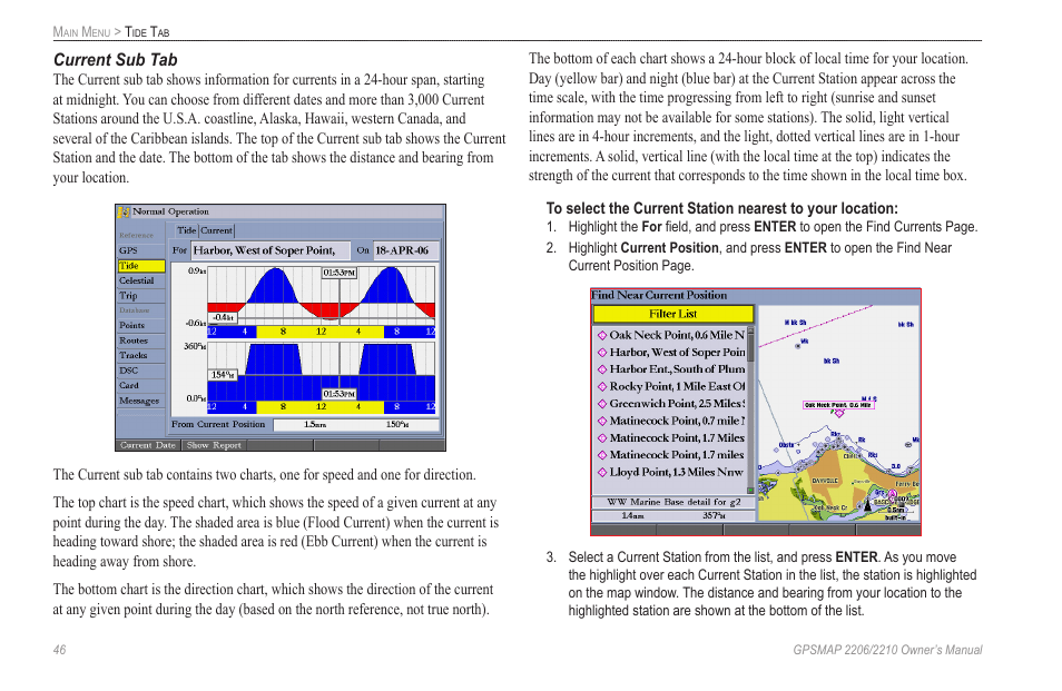 Current sub tab | Garmin GPSMAP 2210 User Manual | Page 54 / 106