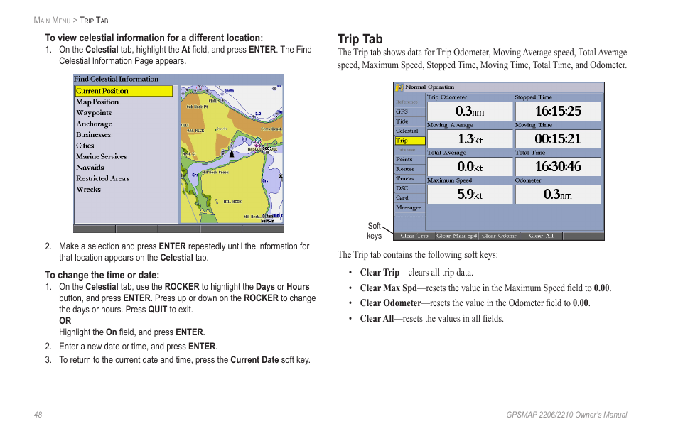 Trip tab | Garmin GPSMAP 2210 User Manual | Page 56 / 106