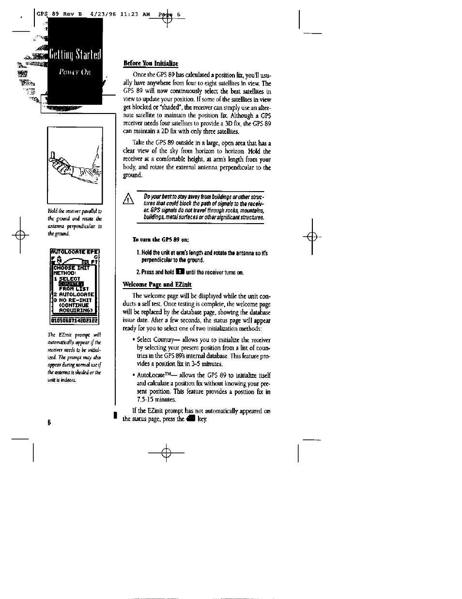 Btforc you initialfac, Welcome page and ezinit | Garmin GPS 89 User Manual | Page 10 / 68