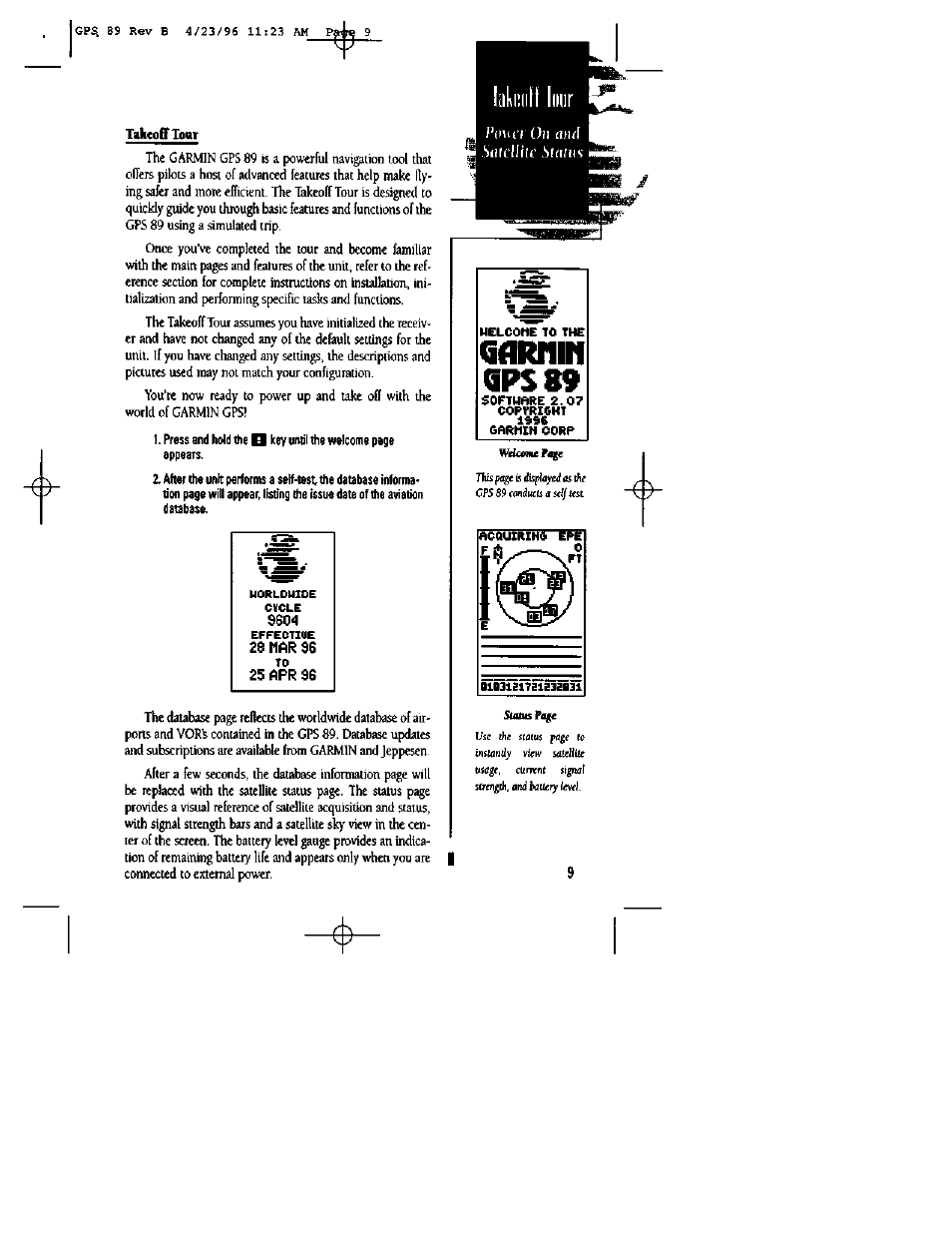 960d, 28 mar 96, 25 apr 96 | Gps 89 | Garmin GPS 89 User Manual | Page 13 / 68