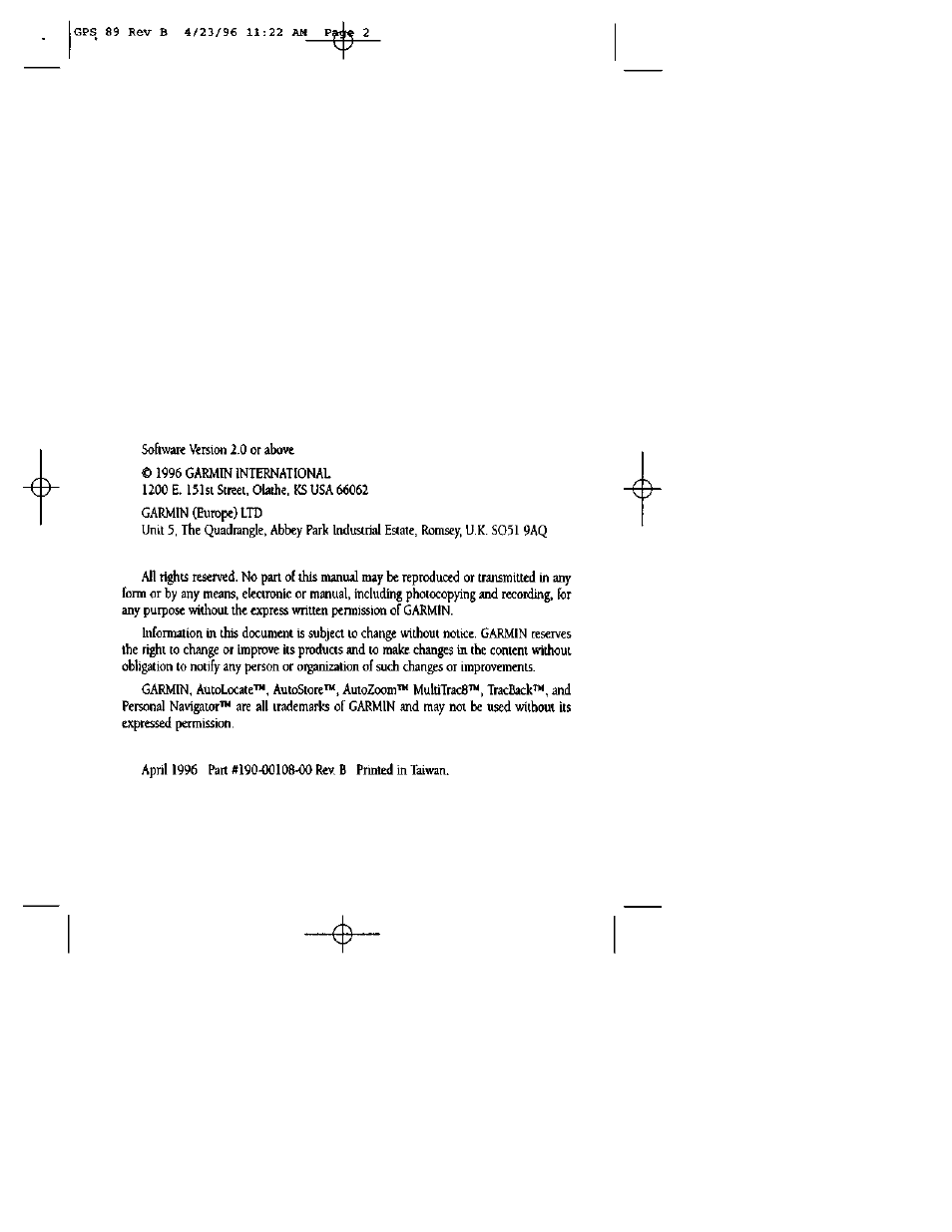 Garmin GPS 89 User Manual | Page 2 / 68