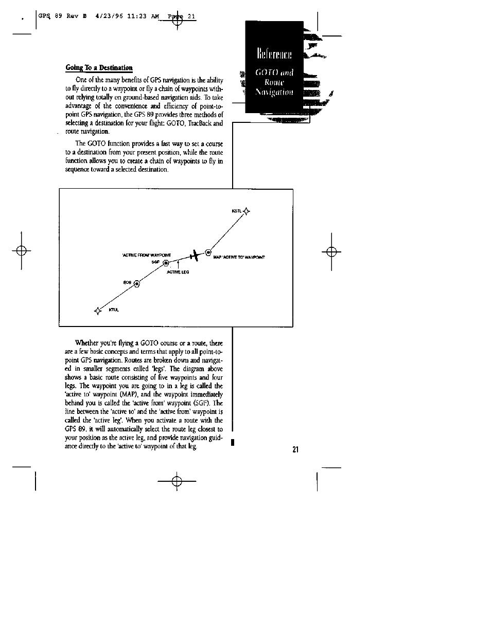 Going to a dcstinatioii | Garmin GPS 89 User Manual | Page 25 / 68