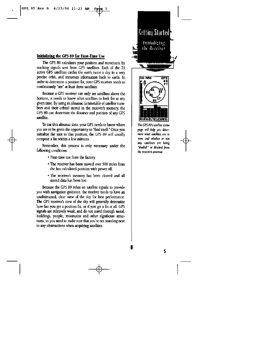 Initialialng the gps 89 for first-timt use, Lit iit'm'ui | Garmin GPS 89 User Manual | Page 9 / 68