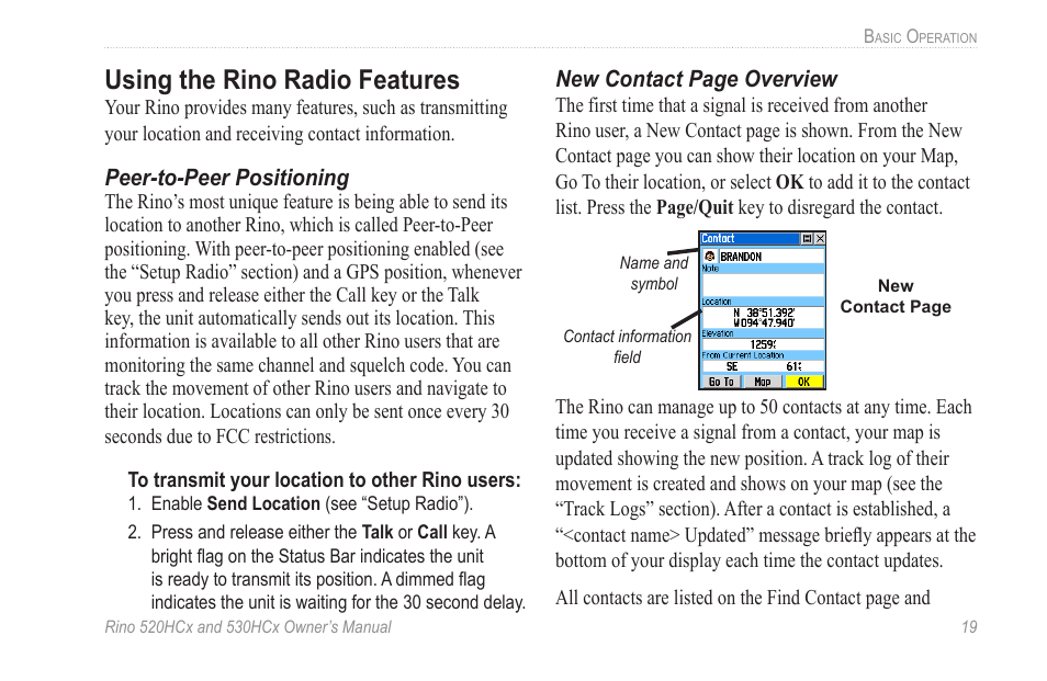 Using the rino radio features | Garmin RINO 530HCx User Manual | Page 25 / 74