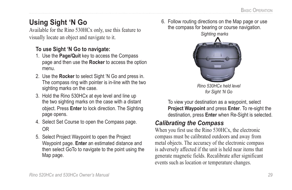 Using sight ‘n go | Garmin RINO 530HCx User Manual | Page 35 / 74