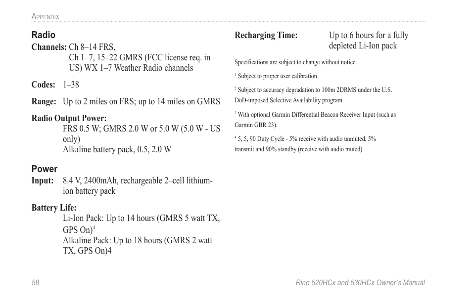 Garmin RINO 530HCx User Manual | Page 64 / 74