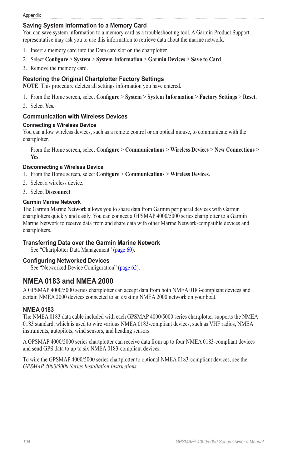 Nmea 0183 and nmea 2000 | Garmin GPSMAP 5215 User Manual | Page 108 / 116