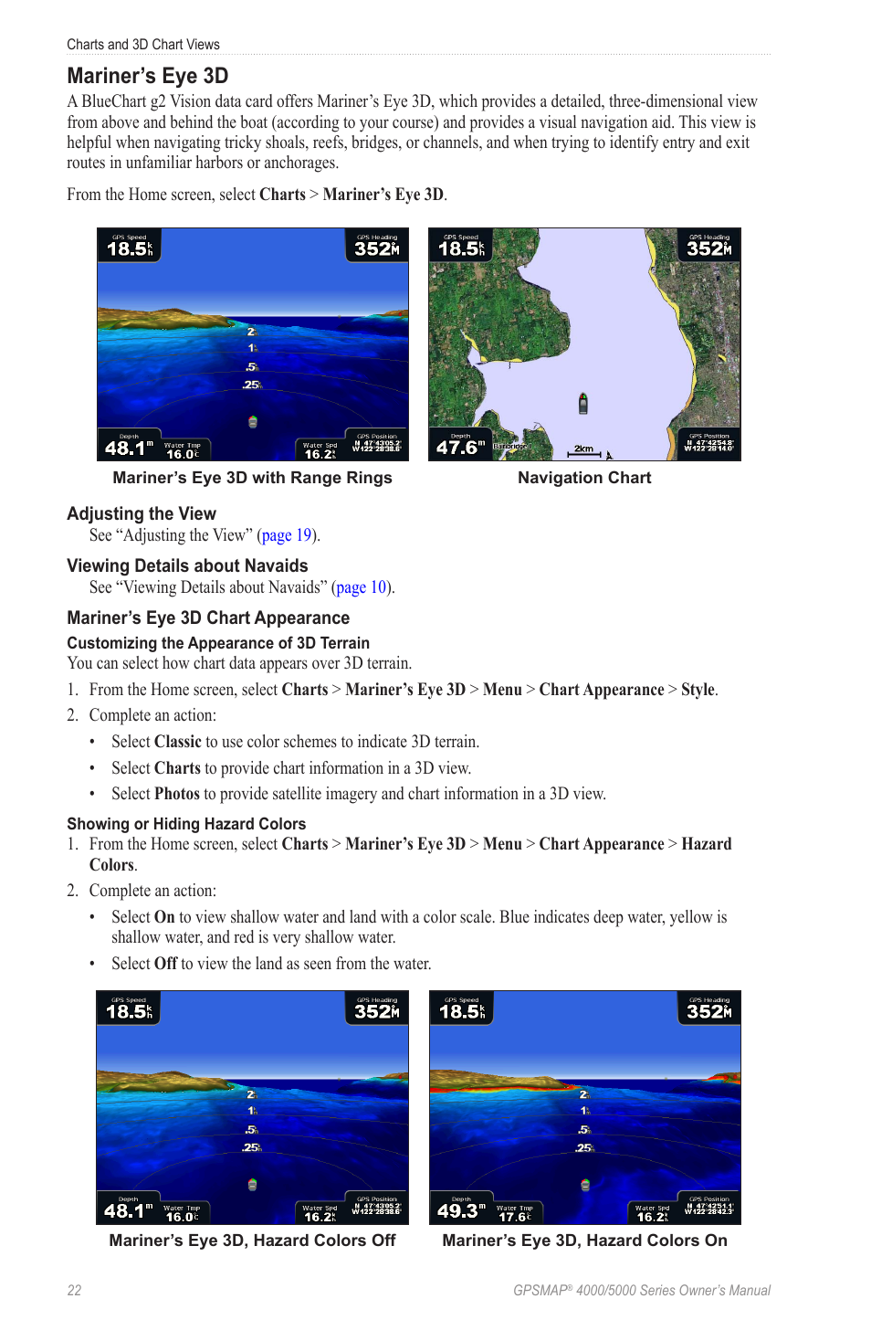 Mariner’s eye 3d | Garmin GPSMAP 5215 User Manual | Page 26 / 116