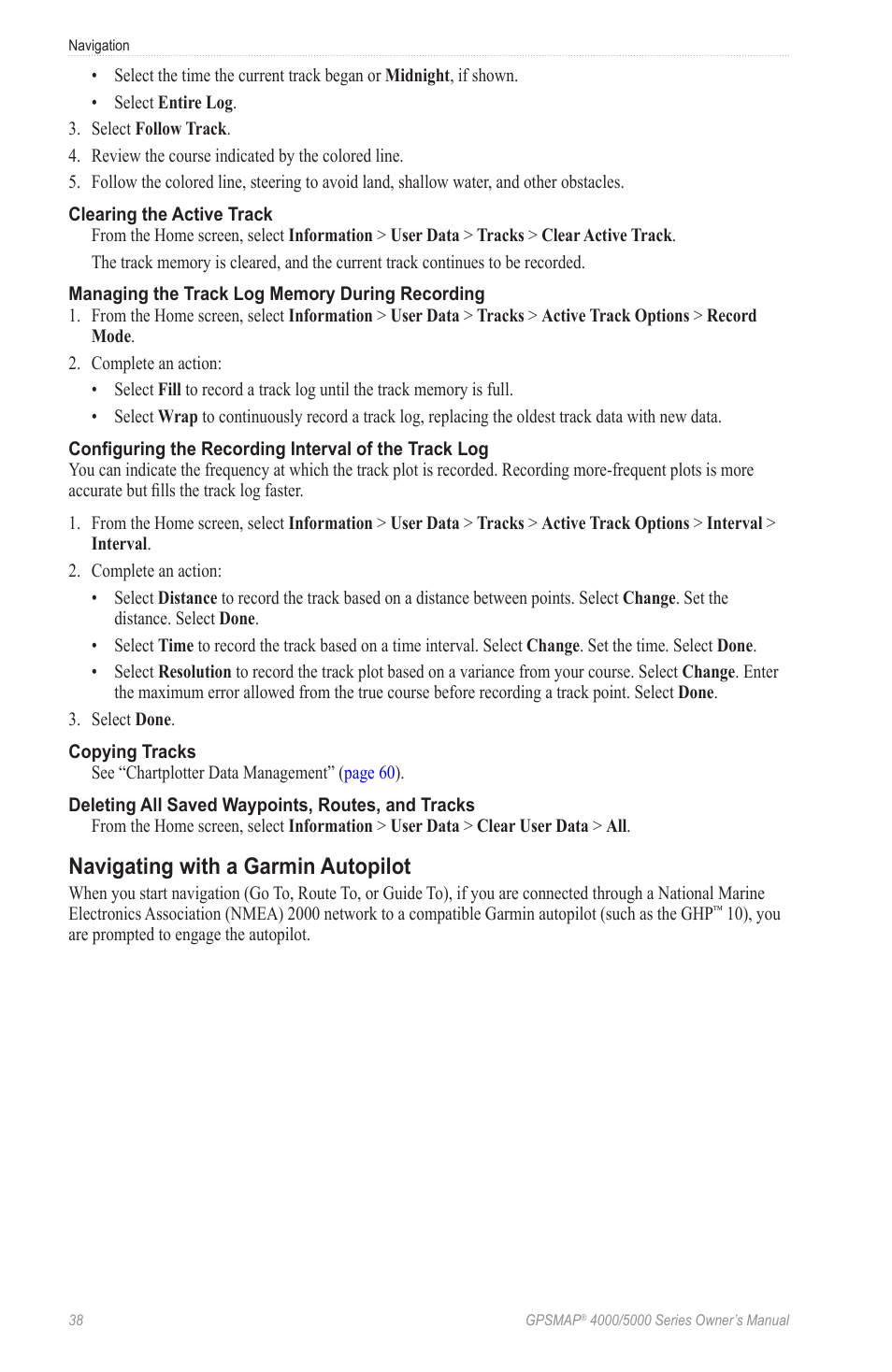 Navigating with a garmin autopilot | Garmin GPSMAP 5215 User Manual | Page 42 / 116