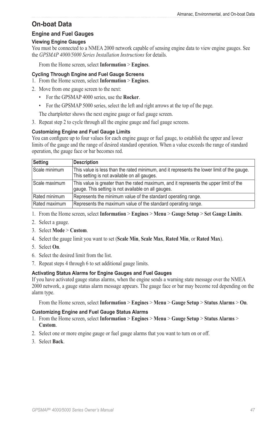 On-boat data | Garmin GPSMAP 5215 User Manual | Page 51 / 116