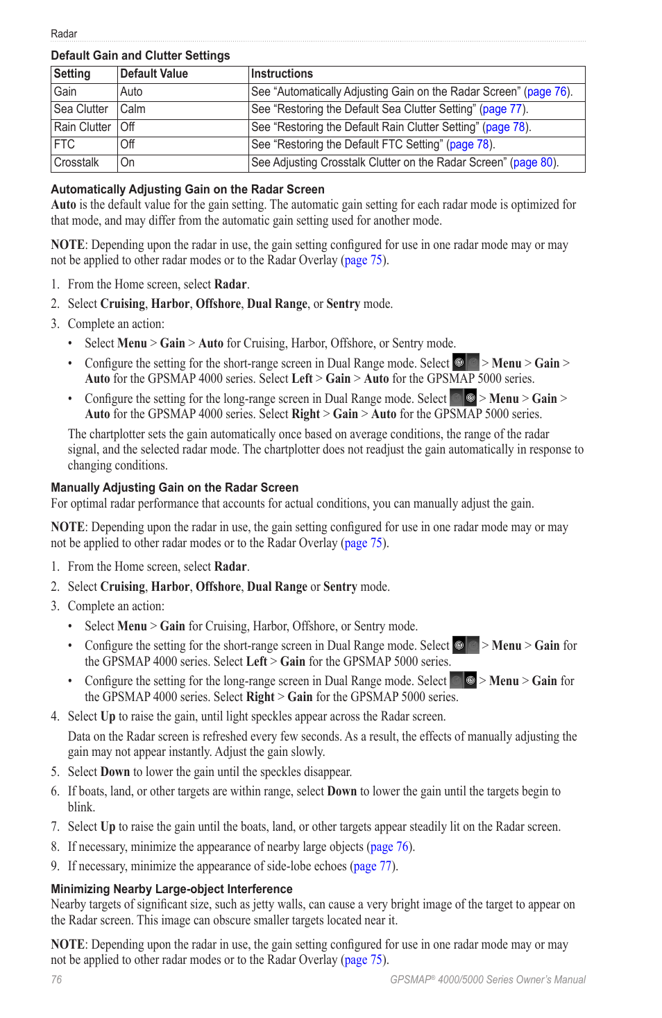 Adjust the gain setting manually | Garmin GPSMAP 5215 User Manual | Page 80 / 116