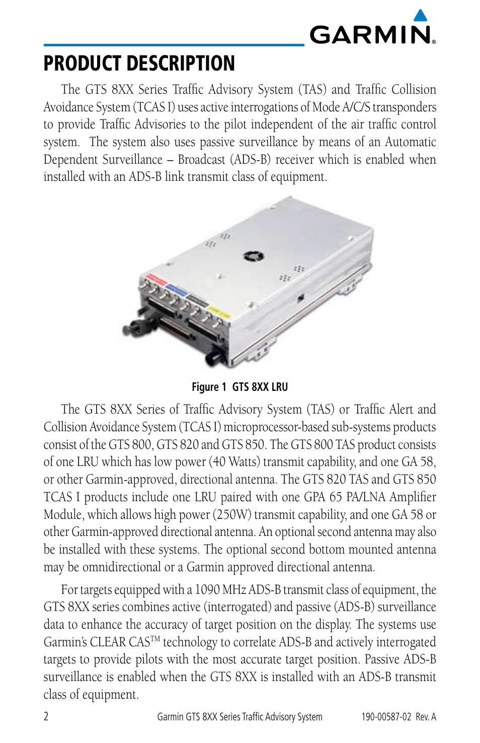 Product description | Garmin GTS 855 User Manual | Page 6 / 26
